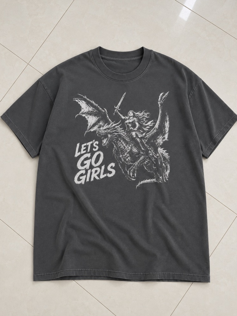 ‘Let's Go Girls’ Warrior Woman Empowerment Graphic Pepper T-Shirt